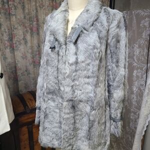 Chic Gray real Goat Fur Jacket